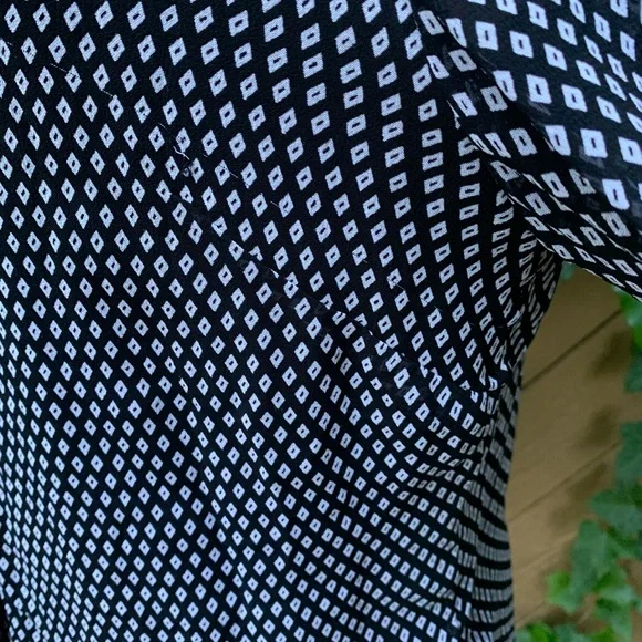 Style Co 3/4 ruffle sleeve button-up Shirt Sz 14P black white check business top - Picture 14 of 16